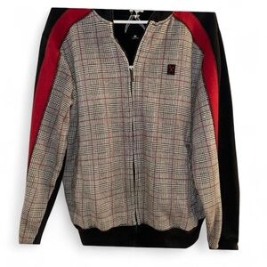 Marc Ecko Mens Black Plaid Long Sleeve Full Zip Coat Jacket Size medium